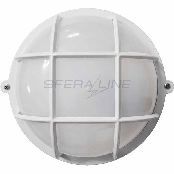 Светильник пылевлагозащищенный светодиодный НПП-65 круг, белый, опаловый, с решеткой, 12В, ПП-1051-07-1/6 LED